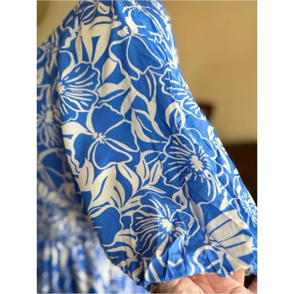 NWT Chic Blue Floral Maxi Dress - Picture 4 of 11